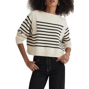 Madewell Stripe Roll Neck 100% Cotton Pullover Sweater - S